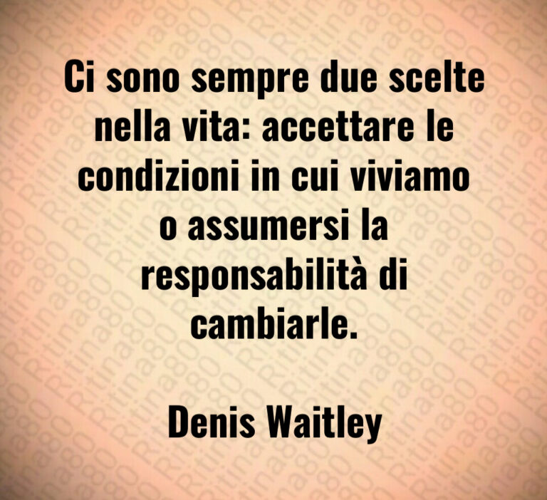 Ci sono sempre due scelte nella vita  accettare le condizioni in cui viviamo o assumersi la responsabilità di cambiarle 

Denis Waitley