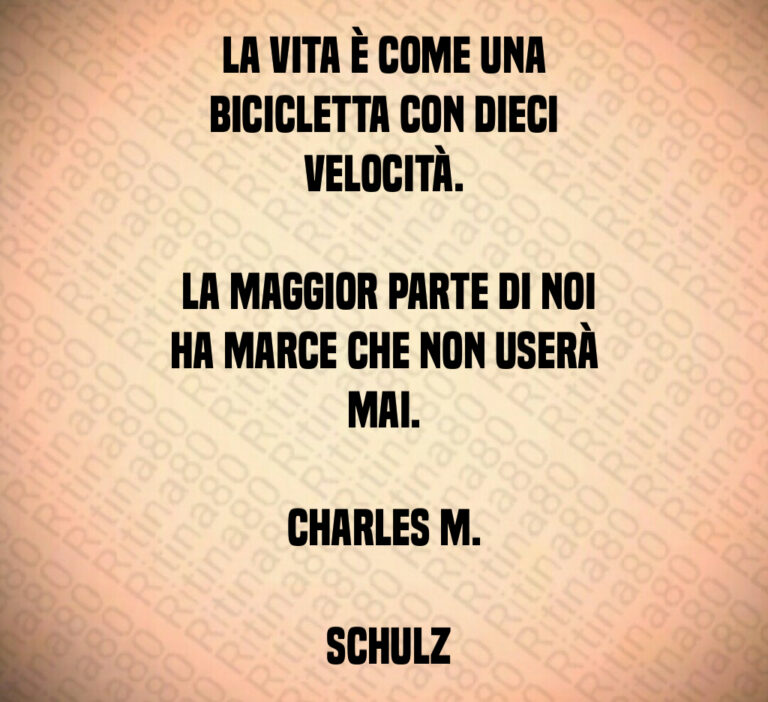 La vita è come una bicicletta con dieci velocità 

 La maggior parte di noi ha marce che non userà mai 

Charles M 

 Schulz