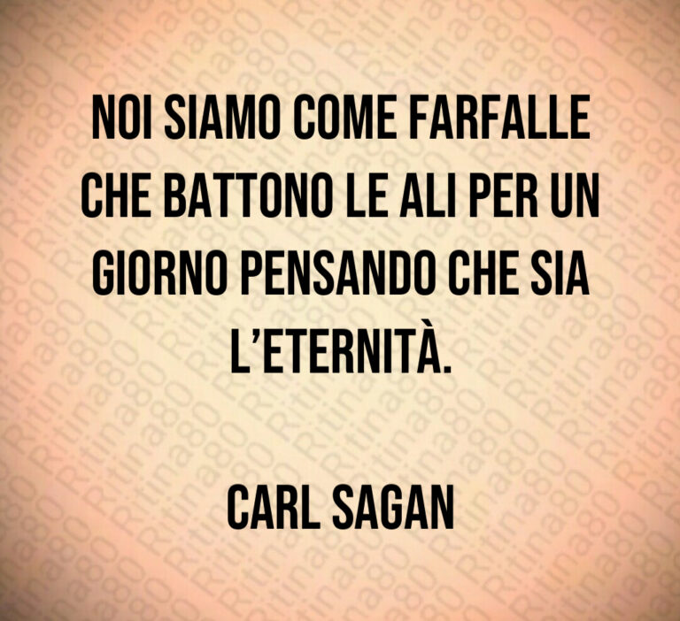 Noi siamo come farfalle che battono le ali per un giorno pensando che sia l eternità 

Carl Sagan