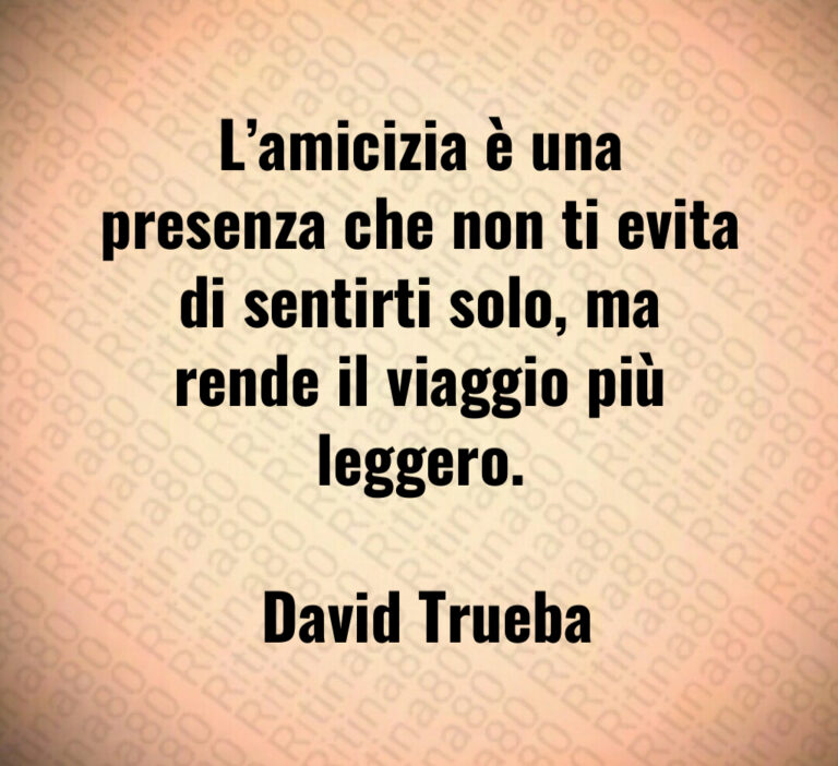 L amicizia è una presenza che non ti evita di sentirti solo  ma rende il viaggio più leggero 

 David Trueba