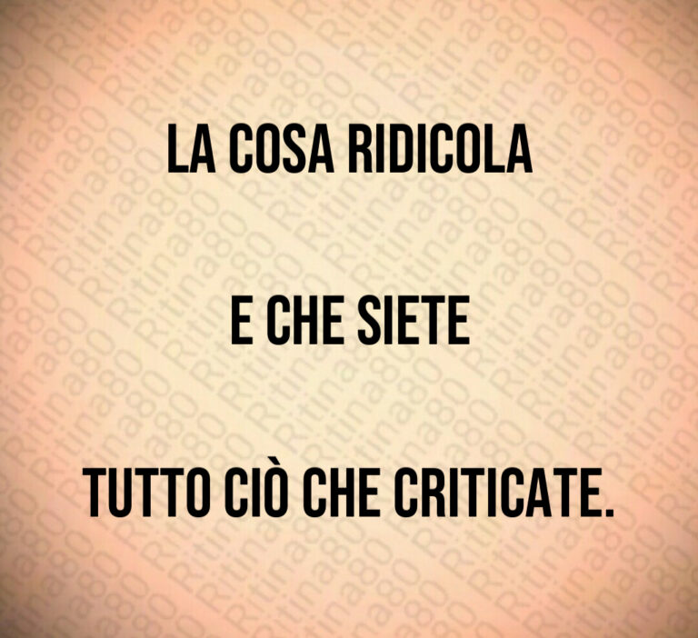 LA COSA RIDICOLA è CHE SIETE TUTTO CIò CHE CRITICATE