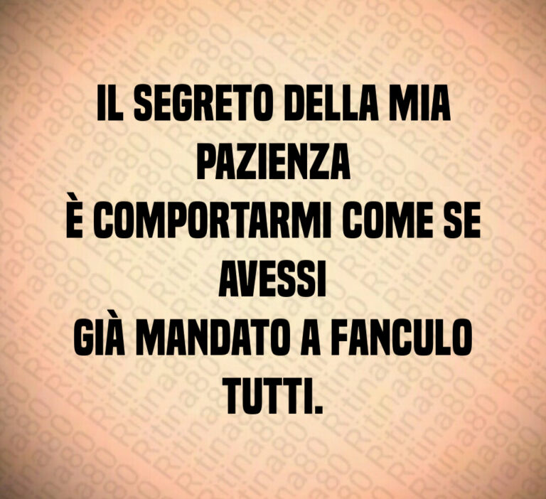 Il segreto della mia pazienza
è comportarmi come se avessi
già mandato a fanculo tutti