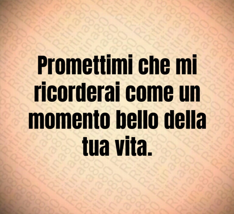 Promettimi che mi
ricorderai come un
momento bello della
tua vita