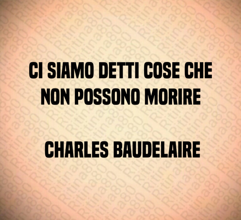 Ci siamo detti cose che non possono morire

 Charles Baudelaire
