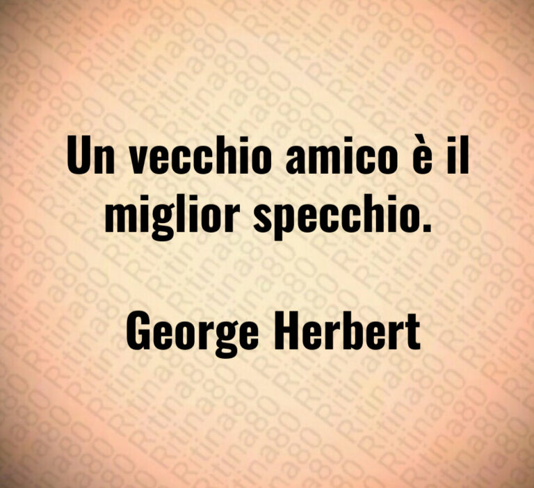 Un vecchio amico è il miglior specchio 

 George Herbert