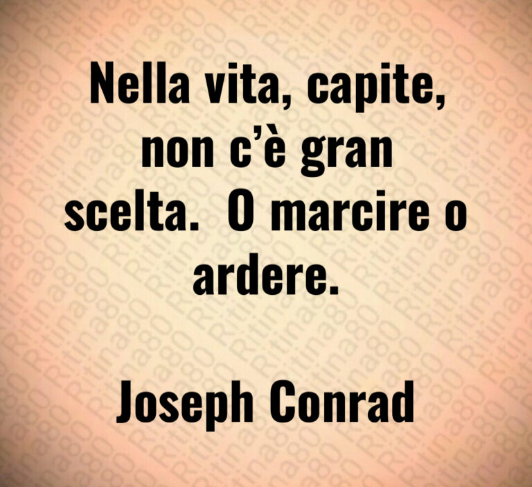 Nella vita  capite 
non c è gran
scelta   O marcire o
ardere 

Joseph Conrad