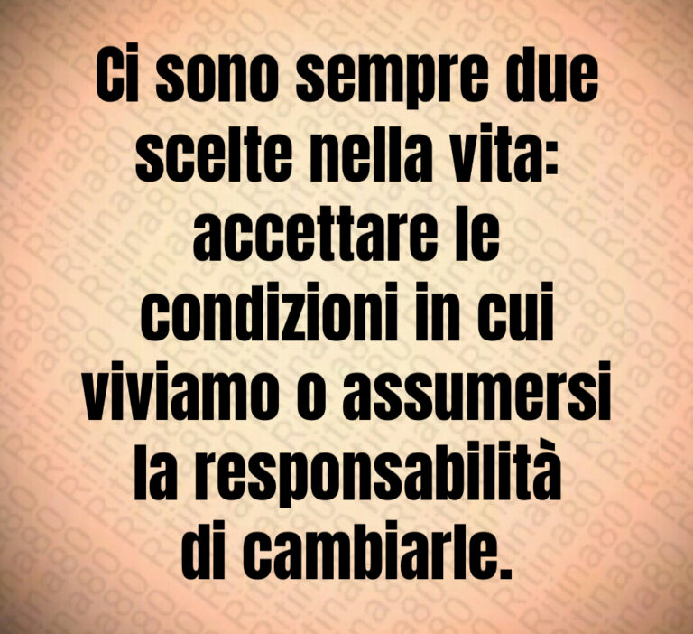 Ci sono sempre due
scelte nella vita 
accettare le
condizioni in cui
viviamo o assumersi
la responsabilità
di cambiarle