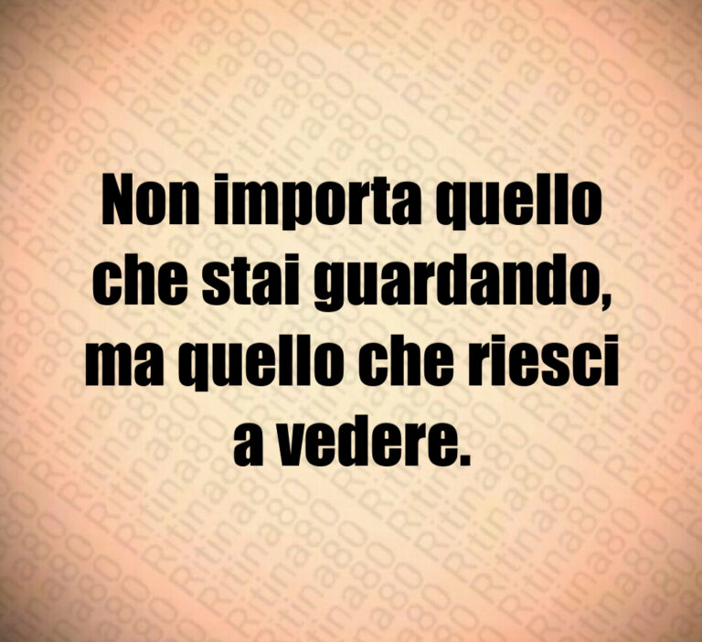Non importa quello
che stai guardando 
ma quello che riesci
a vedere