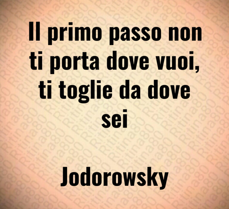 Il primo passo non
ti porta dove vuoi 
ti toglie da dove
sei

Jodorowsky