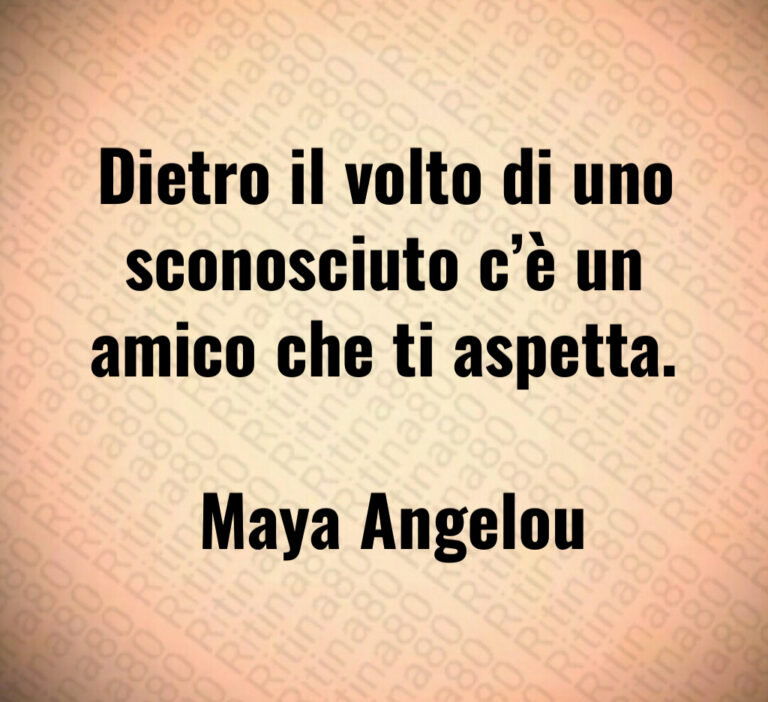 Dietro il volto di uno sconosciuto c è un amico che ti aspetta 

 Maya Angelou