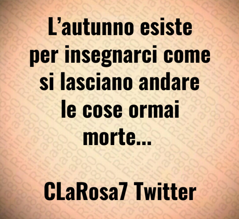 L autunno esiste
per insegnarci come
si lasciano andare
le cose ormai
morte    

CLaRosa  Twitter