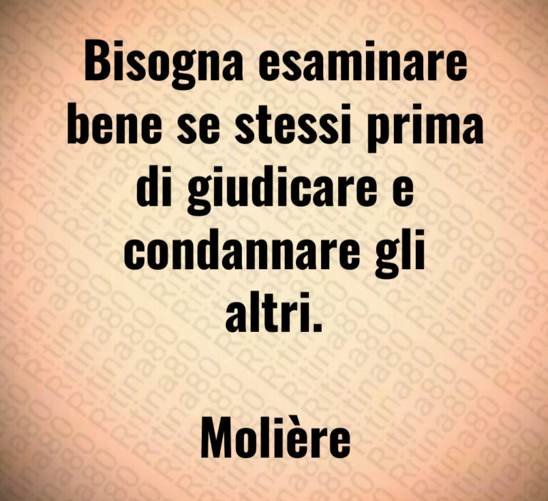 Bisogna esaminare
bene se stessi prima
di giudicare e
condannare gli
altri 

Molière