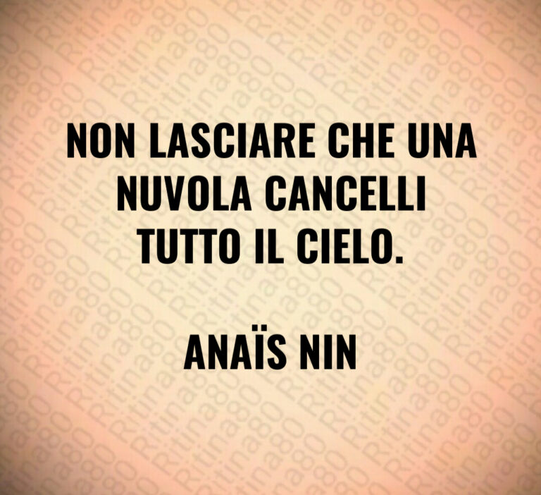 NON LASCIARE CHE UNA
NUVOLA CANCELLI
TUTTO IL CIELO 

ANAÏS NIN
