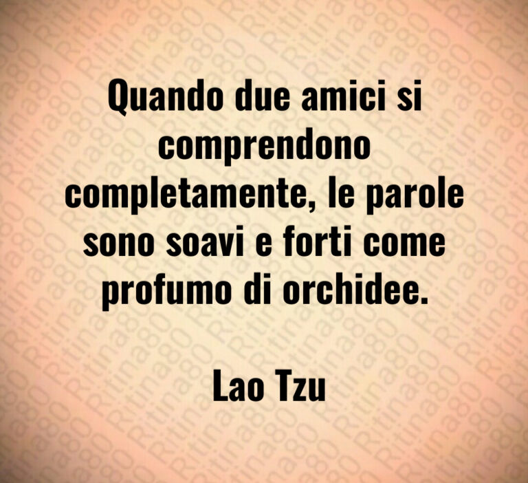 Quando due amici si comprendono completamente  le parole sono soavi e forti come profumo di orchidee 

 Lao Tzu