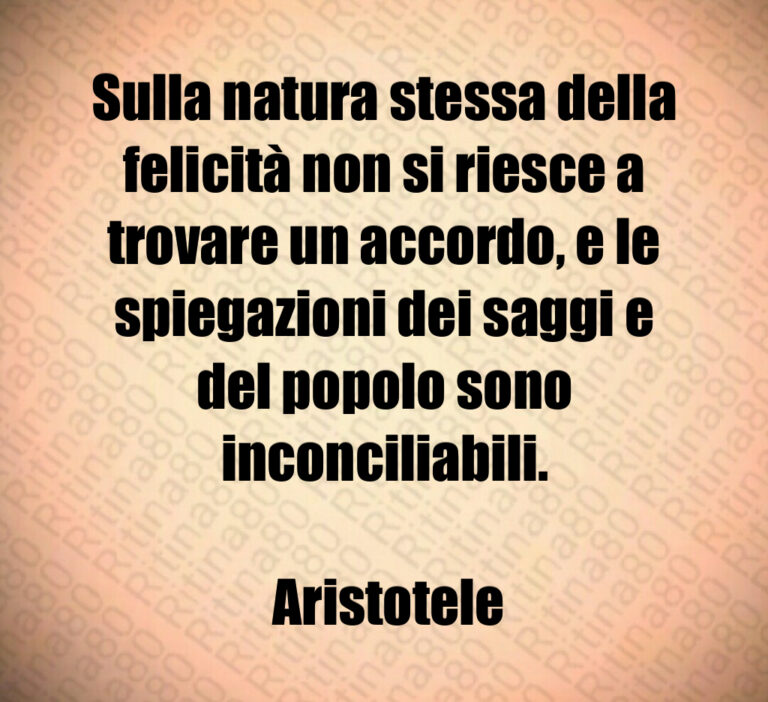 Sulla natura stessa della felicità non si riesce a trovare un accordo  e le spiegazioni dei saggi e del popolo sono inconciliabili 

 Aristotele