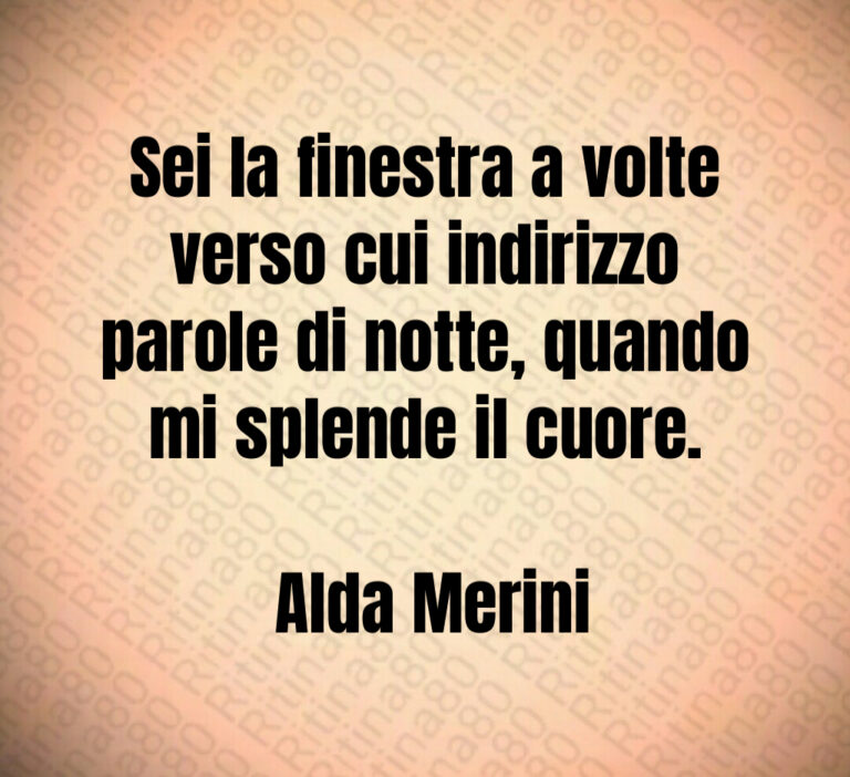 Sei la finestra a volte verso cui indirizzo parole di notte  quando mi splende il cuore 

 Alda Merini